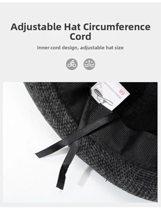 Détail du bandeau réglable et de l'étiquette de taille 58 d'un chapeau d'hiver pour homme