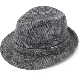 Chapeau fedora classique pour homme en motif à carreaux gris et noir pour l'hiver