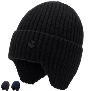 Winter Knit Beanie Hat For Men Fleece Lined Thick Warm Ear Protection Ski Hat Solid Color Outdoor Ribbed Skull Cap
