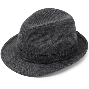 Chapeau Fedora Écossais Vintage Homme Polyester British Gentleman Bord Court Chaud Automne Hiver Classique Jazz Pour Père Âgé
