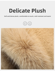 Close-up detail of soft khaki plush fabric showing thick and warm faux fur texture