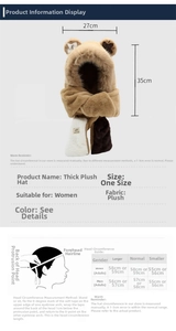 Size chart and head measurement guide for the plush winter bear hat set for women
