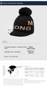 Size chart for women's knit beanie with 6cm brim height and head circumference measurements
