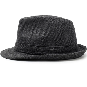 Chapeau Fedora pour homme en mélange de laine gris foncé texturé pour l'hiver