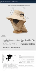 Size chart showing adjustable head circumference 56-60cm for outdoor sun hats