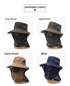 Outdoor sun hat with breathable mesh and neck flap in four functional color options