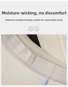 Detail of the widened sweatband and breathable mesh lining inside the sun hat