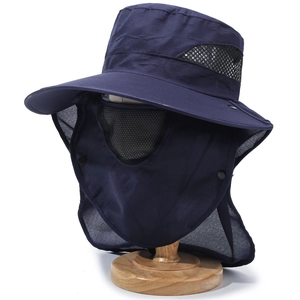 Men's wide-brim outdoor fishing sun hat with removable face mask and neck flap