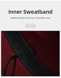 Detail view of the black sweatband inside a vintage burgundy felt cowboy hat for comfort