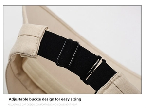 Close-up of the adjustable back buckle and elastic strap on the summer sun hat