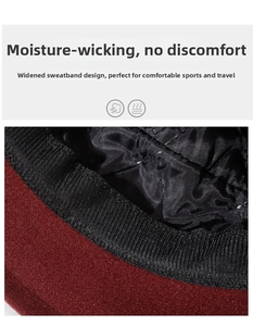 Detail view of the wide black sweatband and high-quality fabric lining inside the wool hat