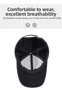Detail of winter baseball cap showing white breathable mesh lining and inner sweatband