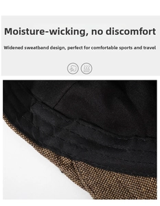 Macro detail of the interior sweatband and breathable linen fabric of the newsboy cap