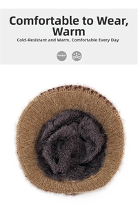 Close-up of winter knit hat showing the thick warm fleece lining for extra insulation