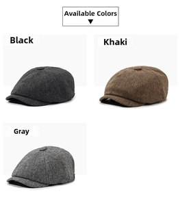 Detailed comparison of breathable cotton linen newsboy caps in black, khaki and grey