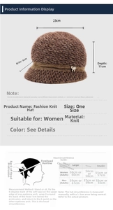 Size guide for thick knitted winter hat with head circumference measurement and parameters