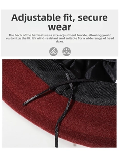 Detail view of the inner adjustable drawstring for a secure fit on this winter bucket hat