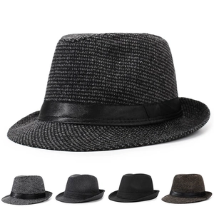 Vintage Unisex Fedora Hat Wide Brim Woolen Felt Jazz Hat Classic Panama Cap For Men Women Party Stage Fashion Performance