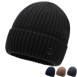 Winter Beanie Hat For Men Women Thick Fleece Lined Knit Cap Warm Windproof Ribbed Embroidered Outdoor Sport Skull Hat