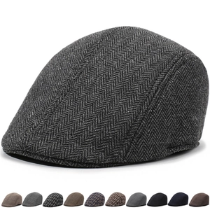 Men Retro Newsboy Cap British Style Polyester Flat Hat Vintage Duckbill Beret For Autumn Winter Warm Outdoor Casual Cabbie Hat