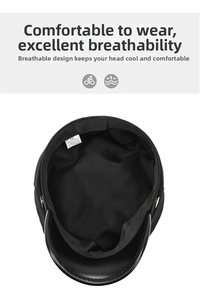 Détail intérieur casquette noire montrant doublure tissu et étiquette de taille 58 coton