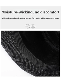 Detail shot of the widened sweatband and breathable woven texture inside the black fedora