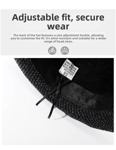 Detail of grey fedora inner adjustable band with 35% cotton 65% polyester material tag