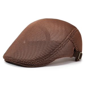 Brown mesh ivy cap for men and women featuring breathable holes and adjustable metal buckle