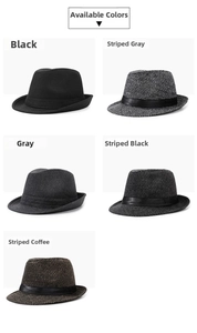 Detailed comparison of five wool jazz fedora hats in solid colors and striped textures
