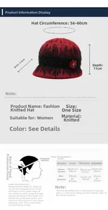 Size chart showing 56-60cm circumference and measurement guide for knit winter bucket hat
