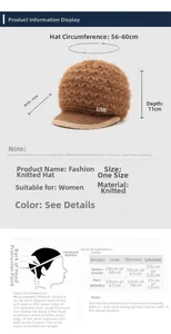 Size chart showing head circumference 56-60cm for women's thick winter knit hat