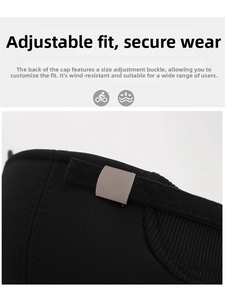Detail der verstellbaren Metallschnalle und Textilband am schwarzen Herren Baseballcap
