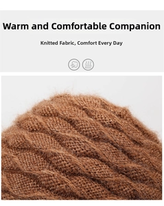 Macro detail of brown thick cable knit fabric with soft texture for winter warmth