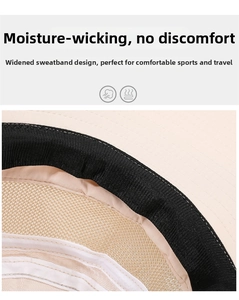 Detail view of the wide moisture-wicking sweatband and breathable mesh lining inside the hat
