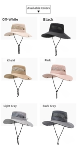 Detail of outdoor sun hat showing breathable mesh vents and adjustable chin strap