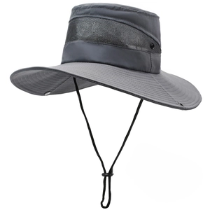 Unisex Outdoor Breathable Sun Protection Bucket Hat Wide Brim Mesh Adjustable Drawstring Fishing Hiking Casual Safari Cap