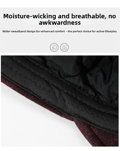 Close-up of the widened sweatband and reinforced stitching inside the burgundy beret
