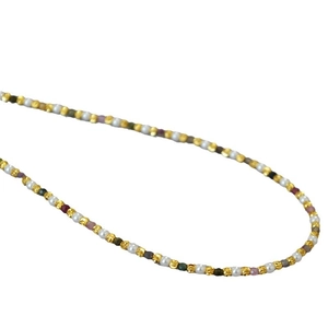 Elegant French style beaded necklace with pearls and multi-color tourmaline gemstones