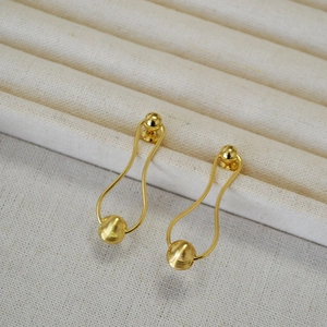 Elegant gold-plated brass earrings with linear drops and textured spiral bead charms
