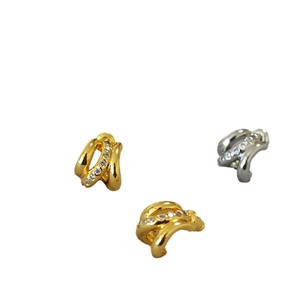 Boucles d'oreilles minimalistes incurvées avec incrustation de zircon en or et argent