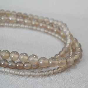 Macro de perles en agate gris fumé translucide de 4mm, 6mm et 8mm pour collier chic