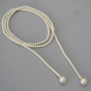 Collier Longue Künstliche Perle Fantaisie Élégant Style Français Chaîne De Pull Polyvalente Bijoux Cuivre Plaqué Or Femme