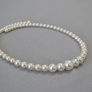 Elegant French style gradient white round pearl choker necklace for women's fashion