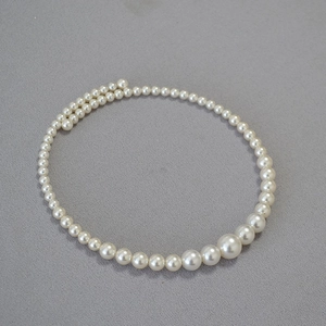 Detailed view of high-lustre white round pearls arranged in a gradual size sequence