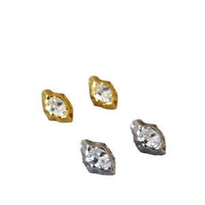 Irregular lava style marquise zircon stud earrings in gold and silver finish