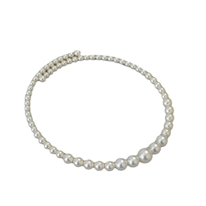 Elegant French style gradient white pearl choker necklace with high luster finish