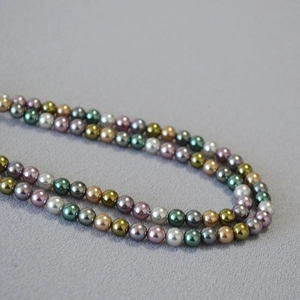 French vintage style layered colorful faux pearl necklace for elegant autumn winter outfits