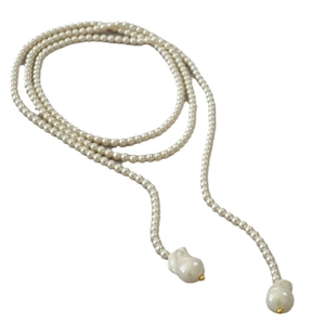 Elegant Baroque pearl necklace with wrap-around style and small white round pearls