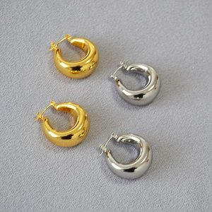 Orecchini a Cerchio in Ottone Cavo Minimalisti per Donna Personalità Geometrica Ovale a Goccia d'Acqua Placcati Oro Argento Gioielli di Moda