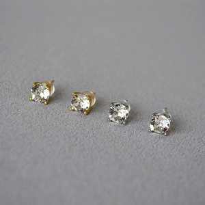 Detail view of 925 silver stud earring set with sparkling crystals and silicone backs